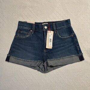 Alice + Olivia Blue Jean Shorts High-Waisted Cuffed